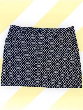 Mario Serrani Navy and White Lattice Mini Skirt Skort sz L
